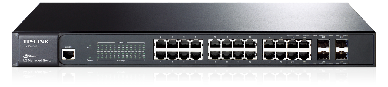 JetStream 24-Port Gigabit L2 Managed Switch with 4 Combo SFP Slots TL
